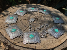 Load image into Gallery viewer, Squared Concho Turquoise Stone Chain Belt
