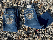 Load image into Gallery viewer, Crystal Crown Bootcut Jeans

